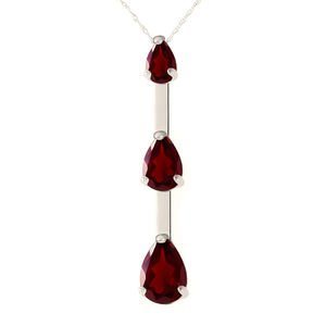 14K. SOLID GOLD NECKLACE WITH NATURAL GARNETS (White Gold)